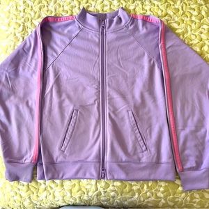 KRU girls XL 16 purple tracksuit jacket with pink stripe